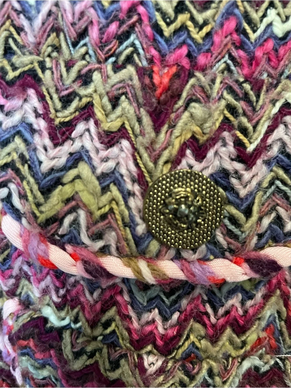 Vintage 1960s Pink Multicolor Flame Chevron Tweed Skirt Suit Set